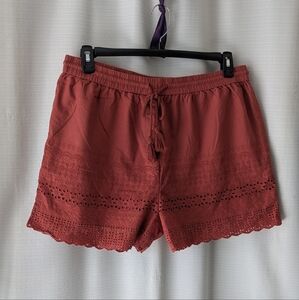 Faded Glory Rust Color Eyelet Lace Shorts